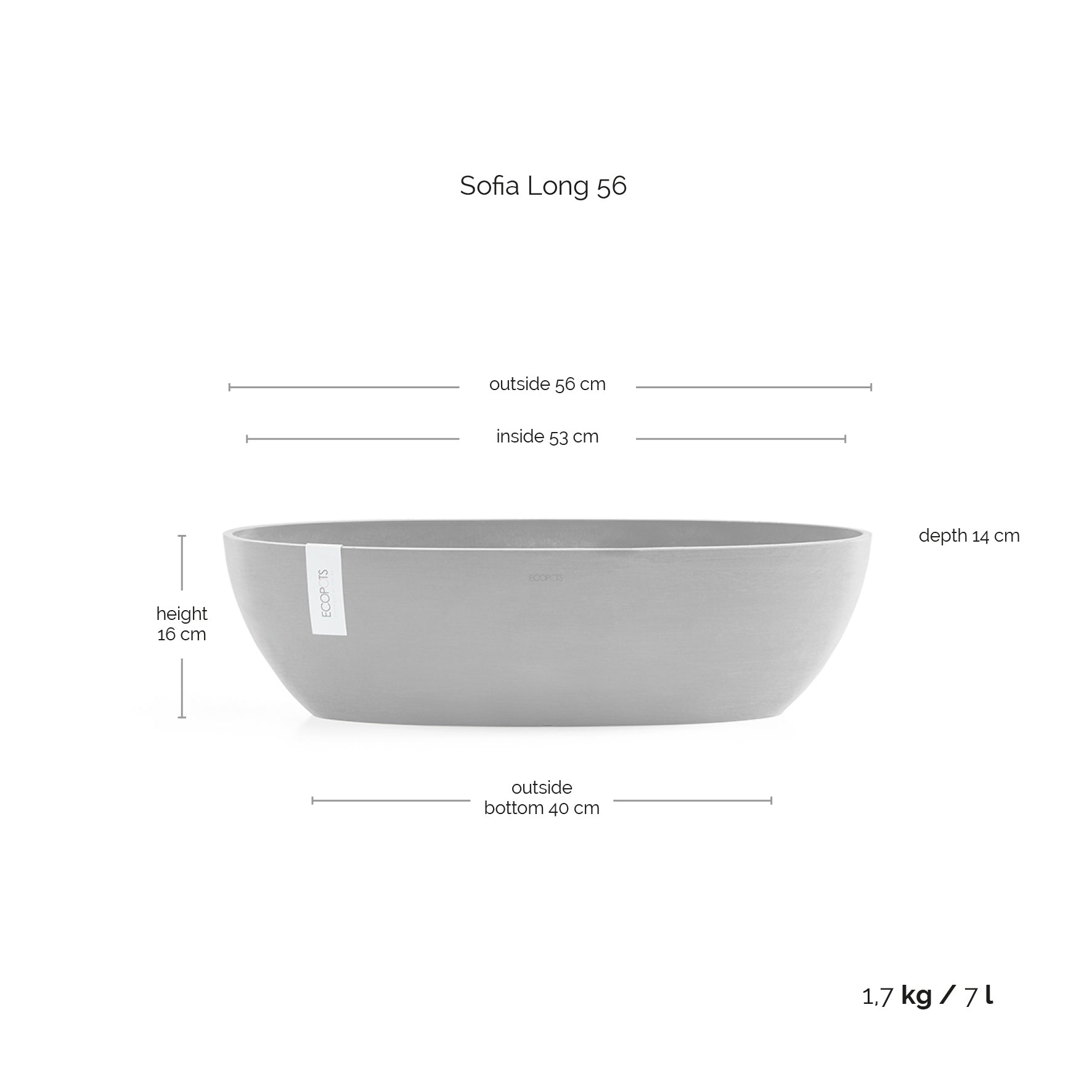 Kruka Sofia Long 56cm